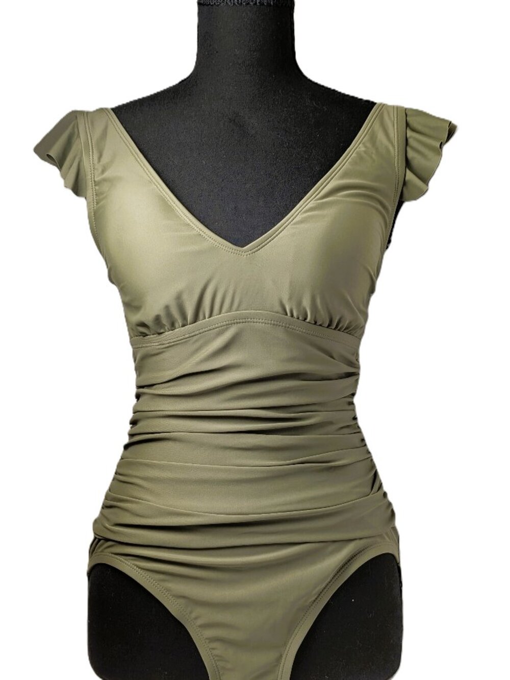 Ellen Tracy Olive Green One Piece Swimsuit Size 8 NEW